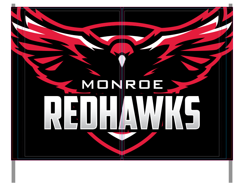 monroe redhawks huge mascot breakaway banner