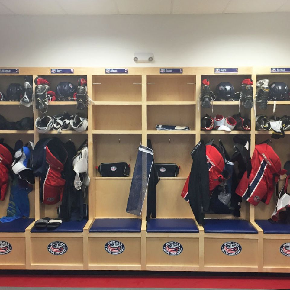 aaa ohio blue jackets locker hockey name plates, locker decals, helmet decals