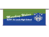 marching band banner two tone green and blue