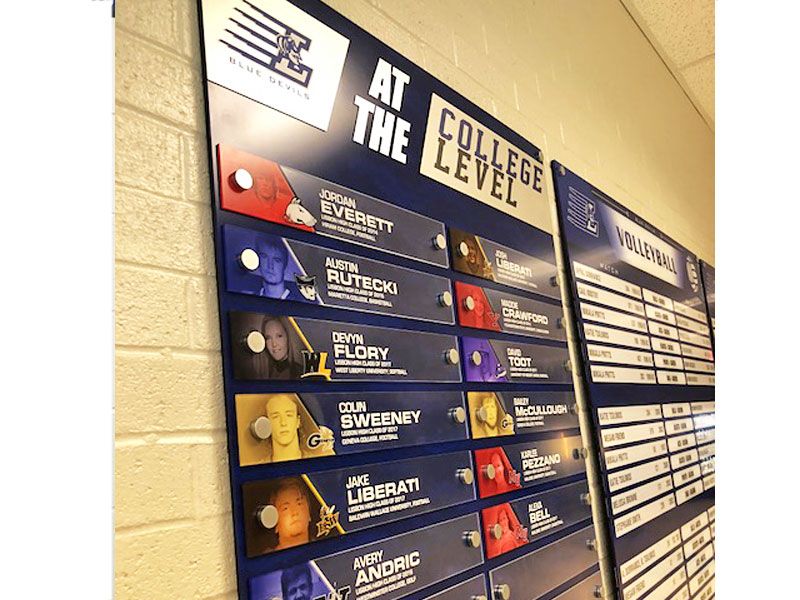 Next Level College Athlete Board with athlete photos
