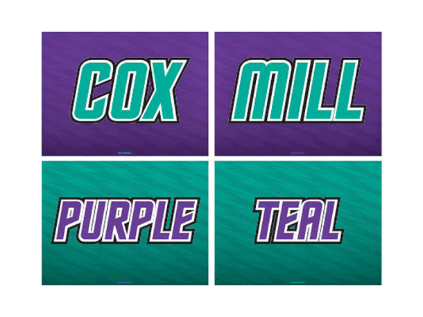 cox mill purple teal cheer signs