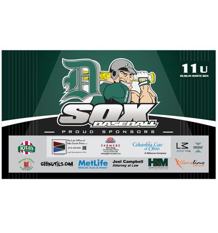 dublin sox team travel banner with sponsors