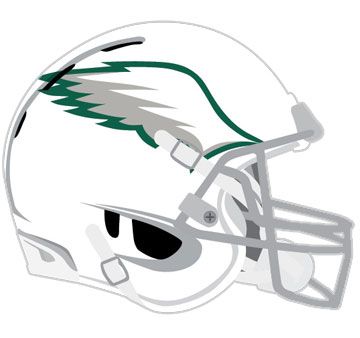 green and gray wings on white football helmet