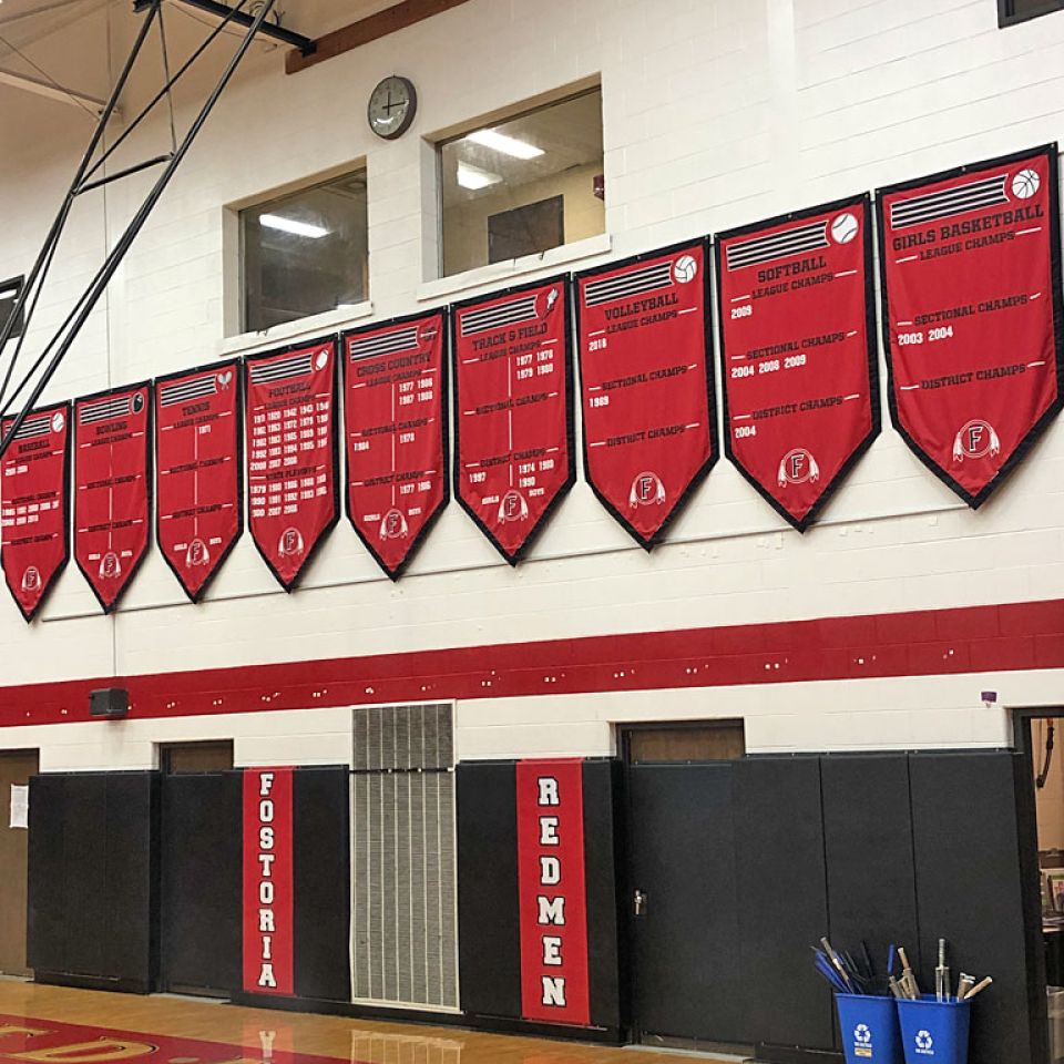 fostoria redmen add a year banners for sports championships