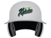 white batting helmet with Xplosion decal in green and black