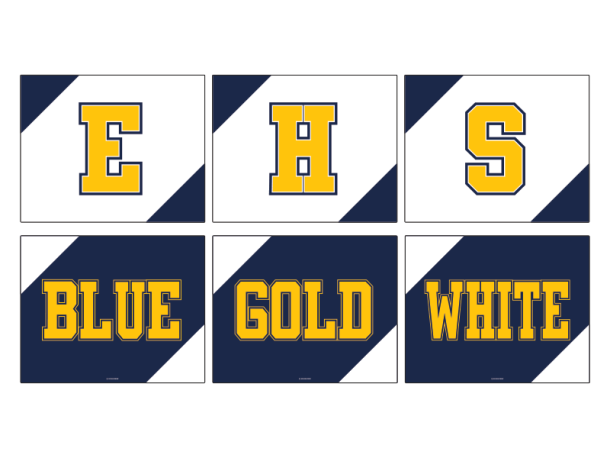 ehs blue gold white cheerleading signs