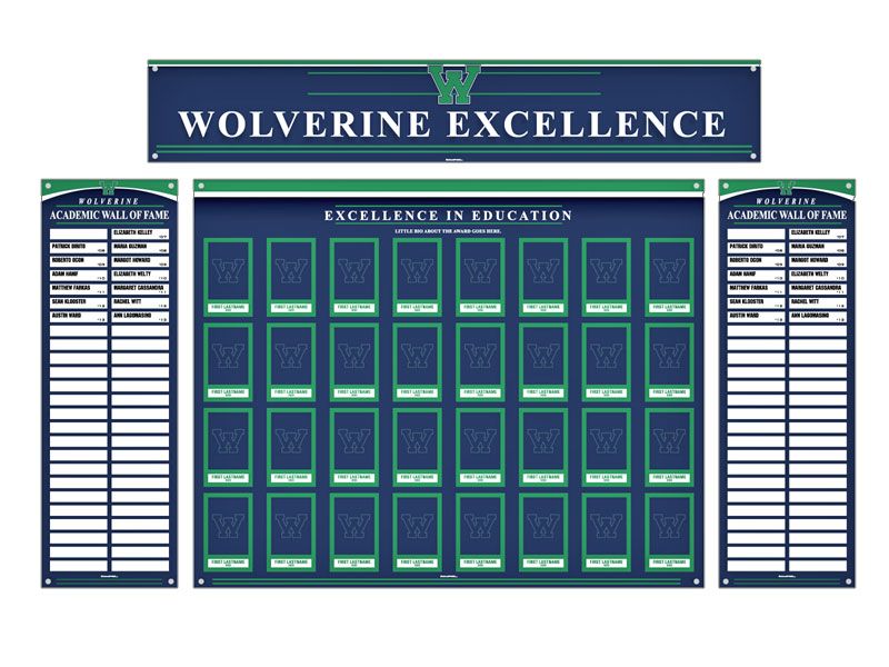 academic excellence board with photos and names