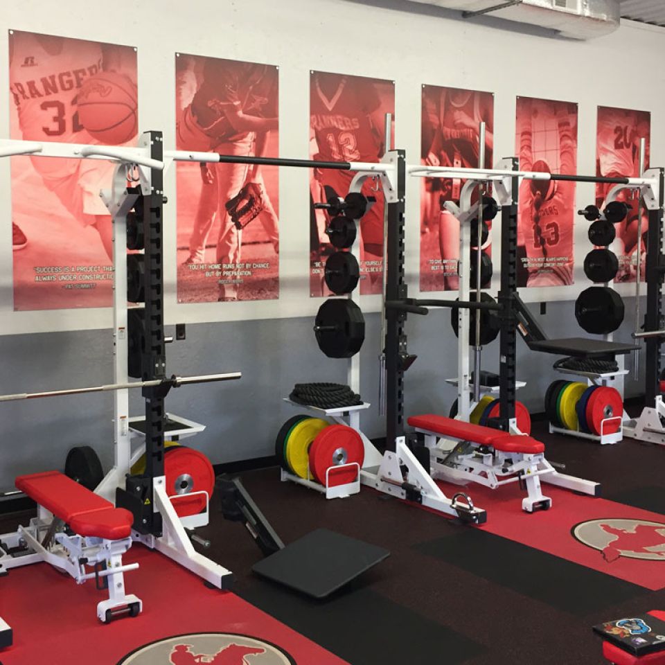weight room banners sports action