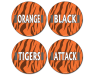 orange black tigers attack cheer signs with tiger striped background