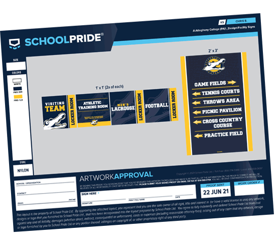 schoolpride® college sign layout
