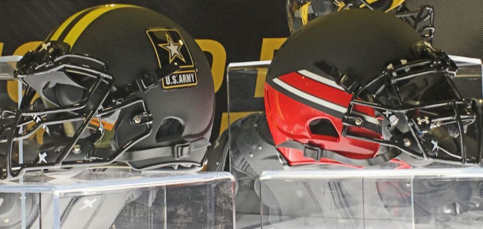 us army  and custom under armor football helmet decals