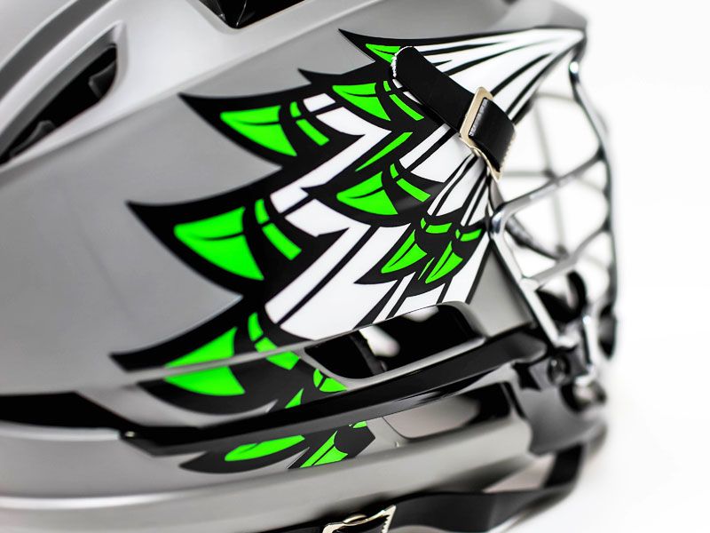 lime green feather lacrosse helmet wing multi panel gray helmet