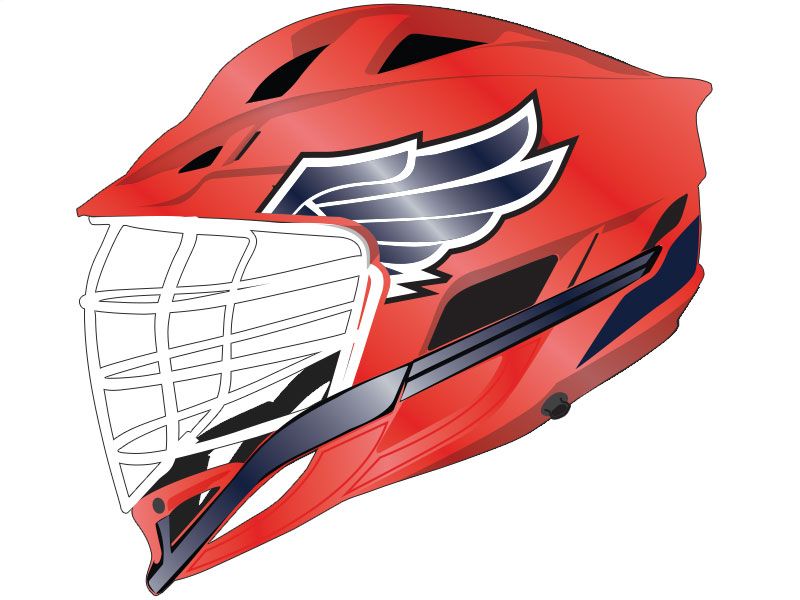 lacrosse helmet wing single panel red helmet