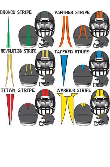football helmet stripe examples bronco panther revolution tapered titan warrior styles