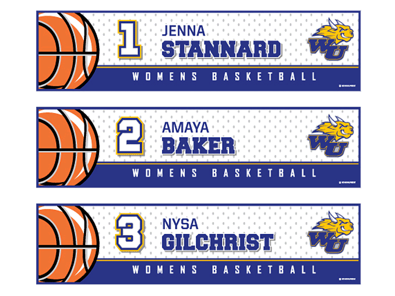 women's basketball locker nameplates and tags