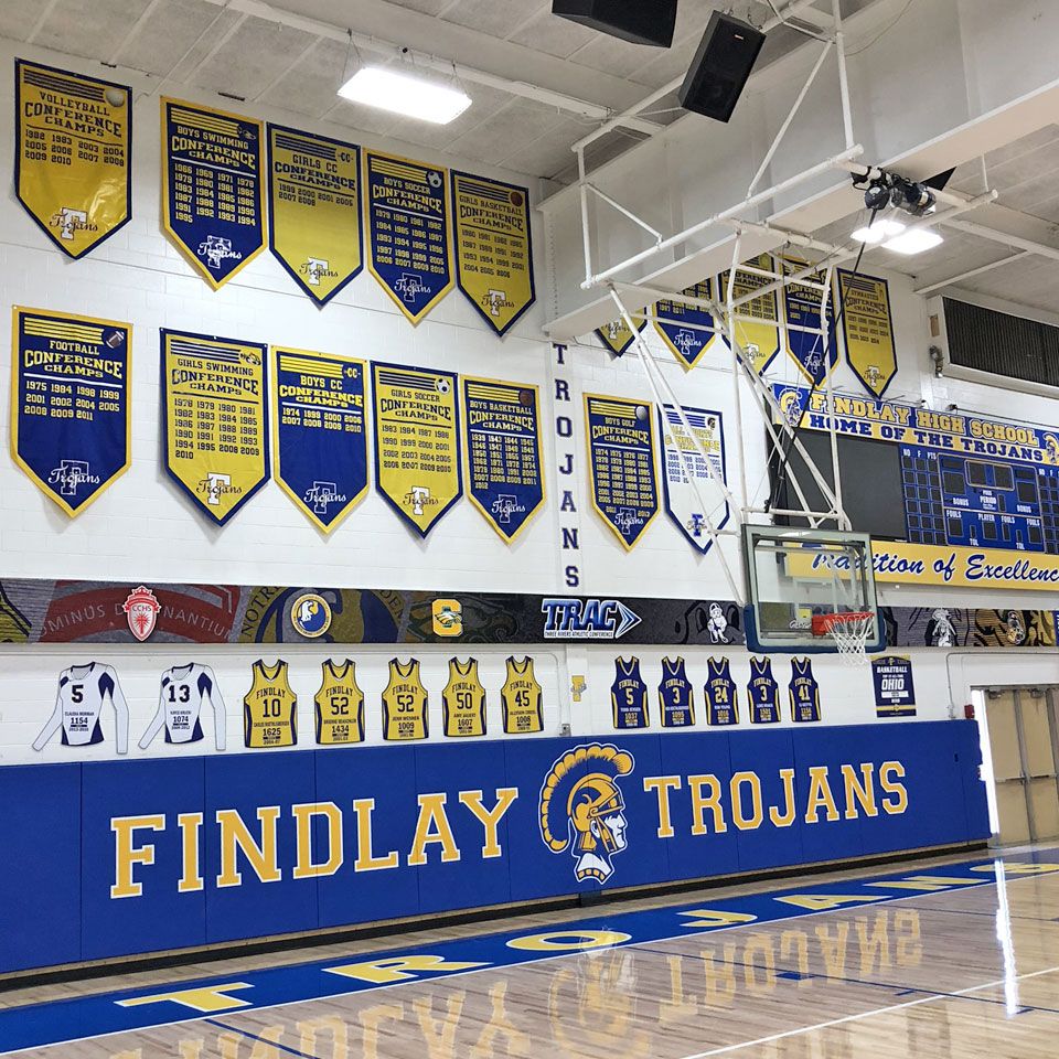 findlay high school add a year banners and die cut jerseys