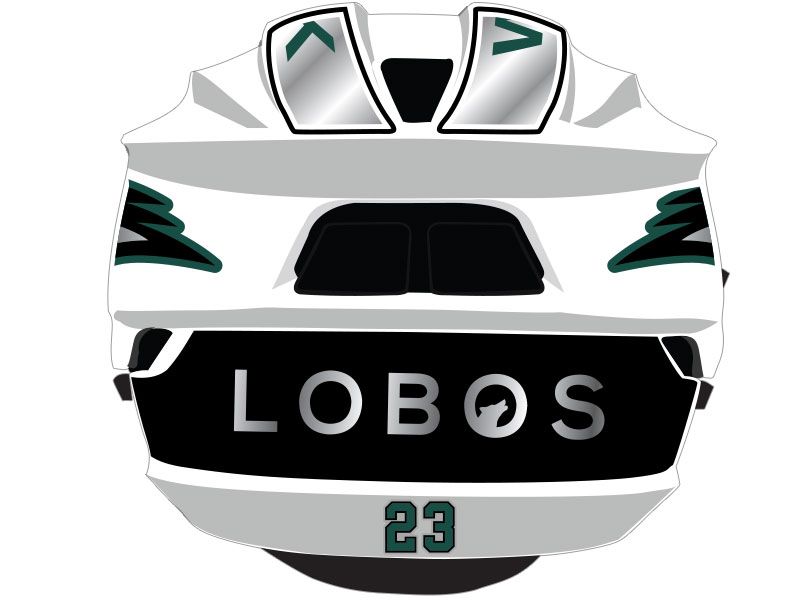 lobos lacrosse back and neck decals white helmet