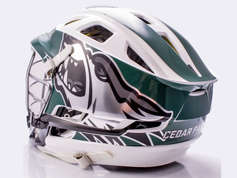 lacrosse helmet half cedar wolves chrome silver green