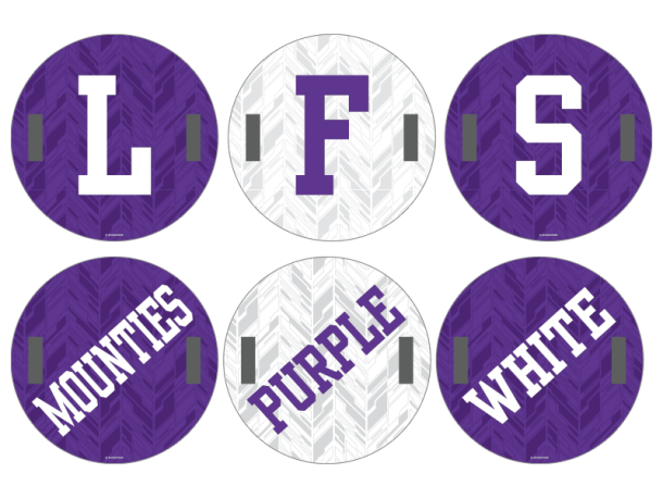 LFS mounties purple white cheer signs