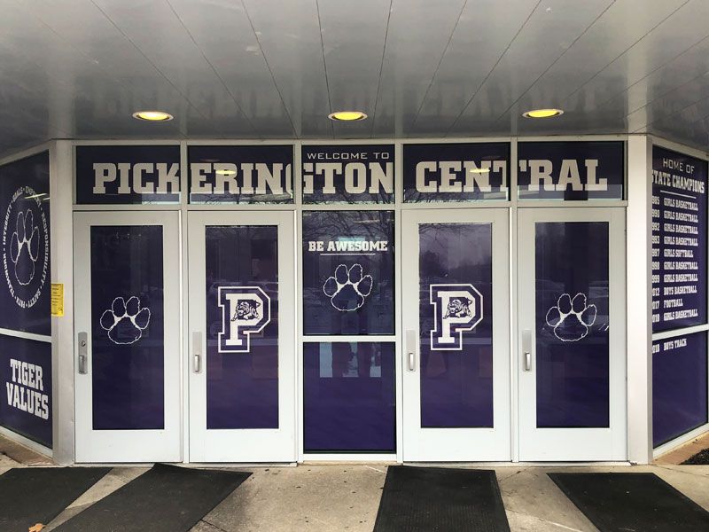 pickerington central high school window graphics school entry doors
