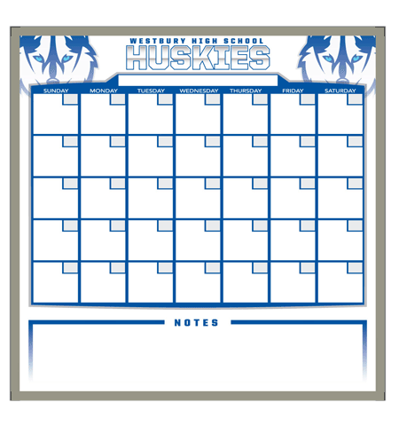 huskies one month calendar board