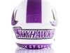 skyhawks 2d back decal and  lux et spes bumper in chrome purple on football helmet