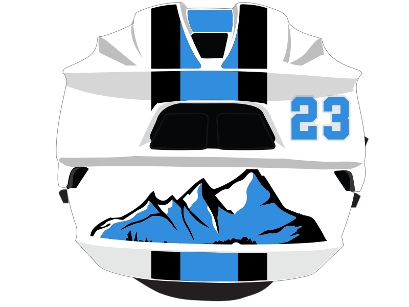 mountain and stripe back and neck decals white helmet
