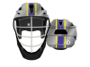 punch out number on lacrosse gray helmet with wide stripe