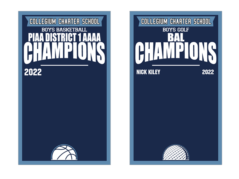 basketball and golf championship banners