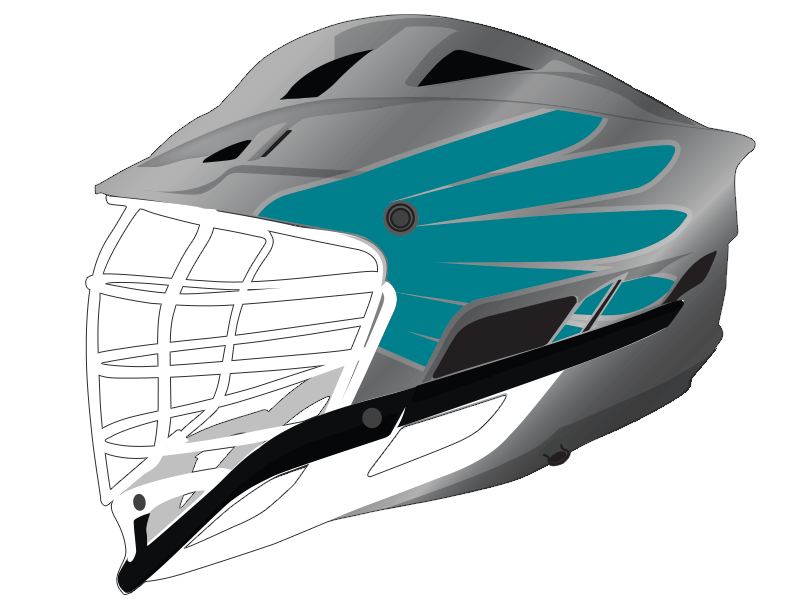 small teal oregon style lacrosse helmet wing multi panel gray helmet