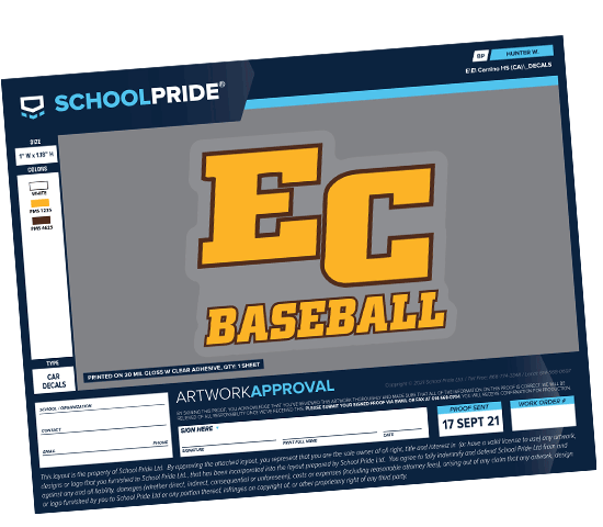 schoolpride® ec baseball static cling artwork proof