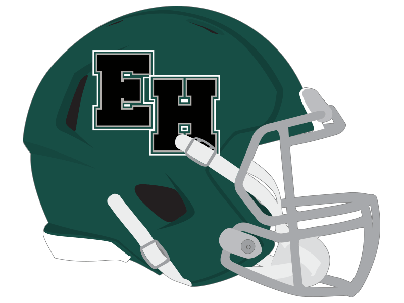 EH decal on green football helmet