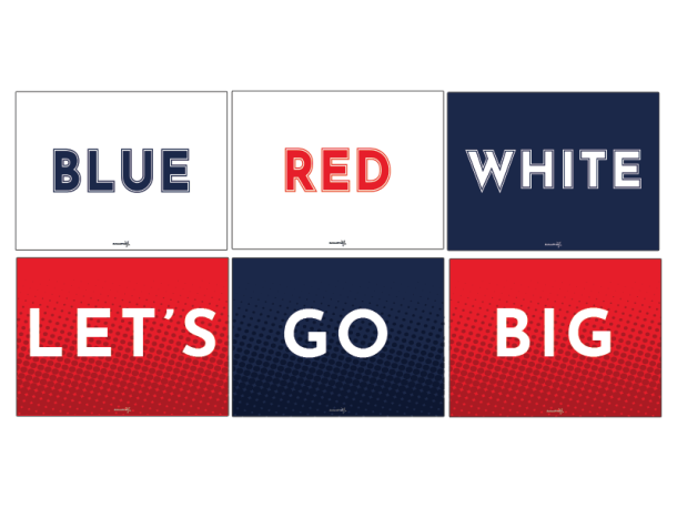 blue red white let's go big cheerleading signs