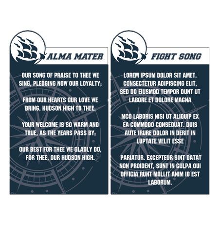 die cut alma mater fight song banners for Hudson High School