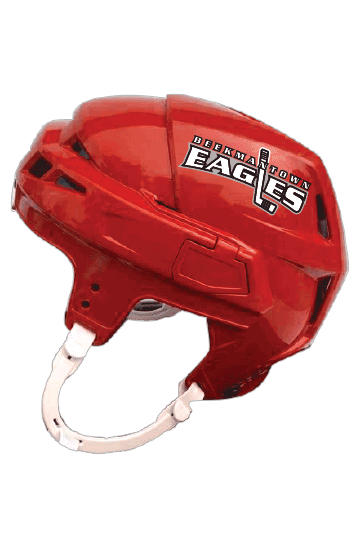 eagles hockey helmet decals on red helmet