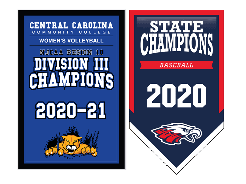 Championship Banners for Volleyball and Baseball