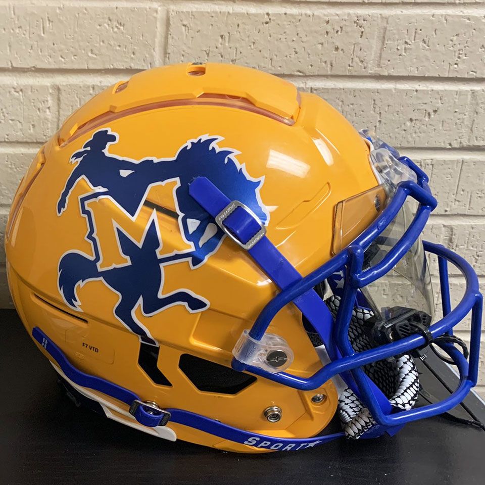 mcneese state football side decals on yellow helmets