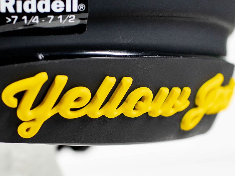 script yellow jackets 3d back bumper on black riddell speed helmet
