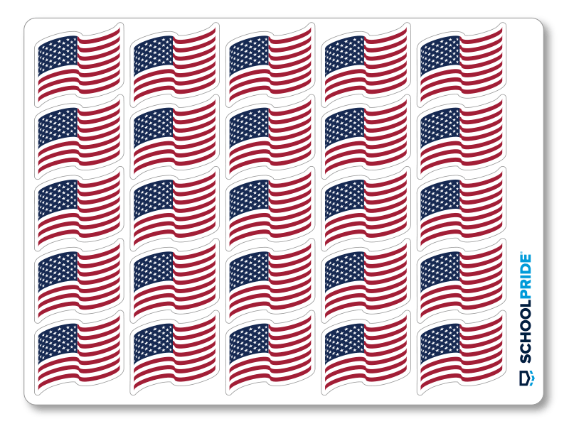 waving american flag helmet sticker sheets by SchoolPride®