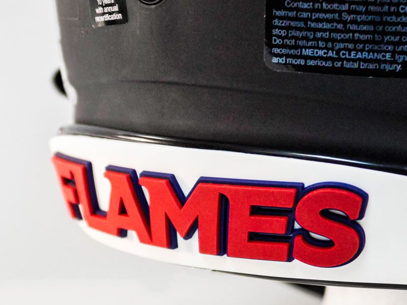 flames 3d back bumper on football helmet riddell speedflex helmet
