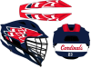 red white wing custom mohawk decals navy blue lacrosse helmet