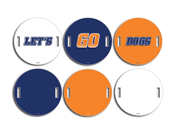 let's go dogs round cheerleading signs with handles