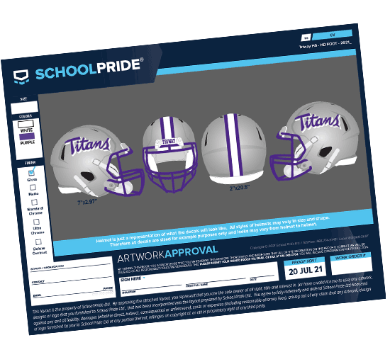 schoolpride® titans football helmet decal side decal and stripe artwork proof