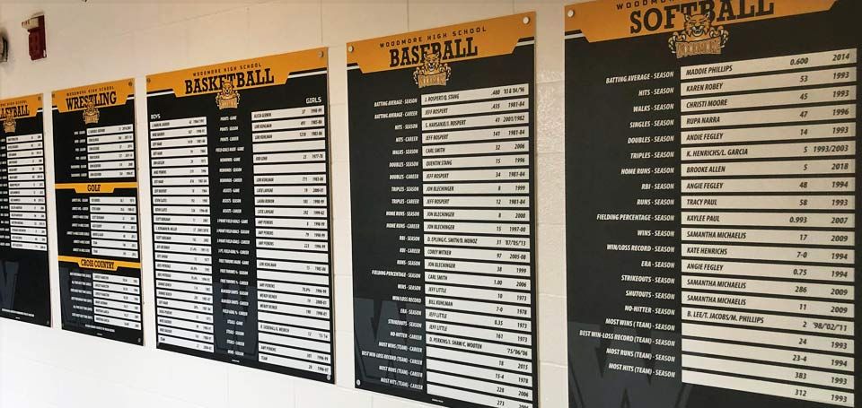 woodmore record boards for softball baseball basketball wrestling