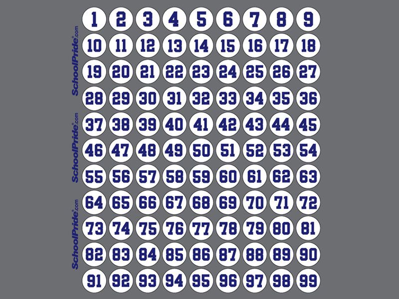 punch out numbers sheet in blue on white background