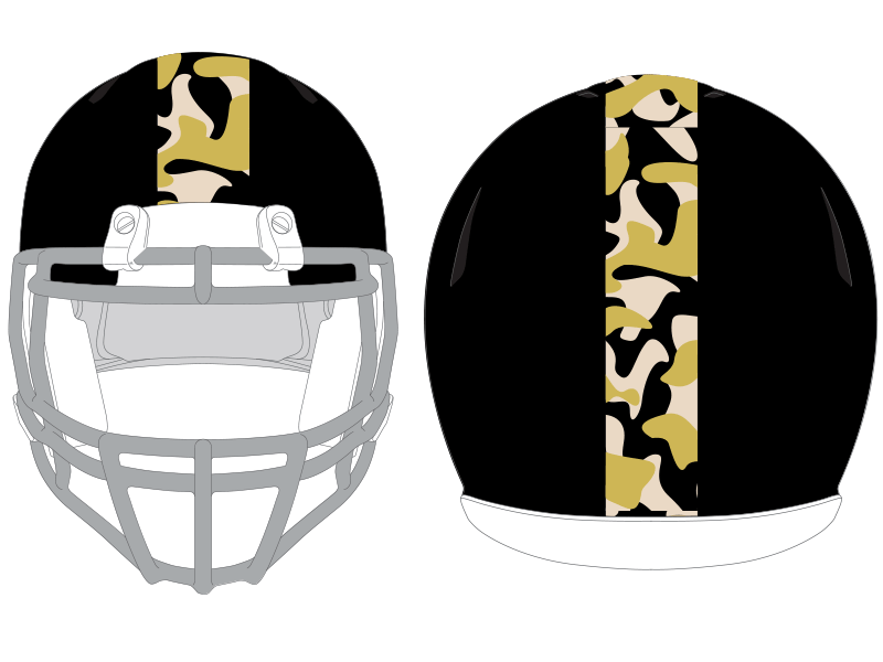 digital camo football helmet stripe on black helmet