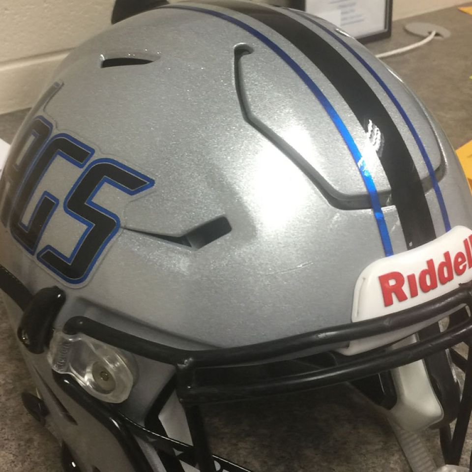 jags side decal and custom stripe silver football helmet