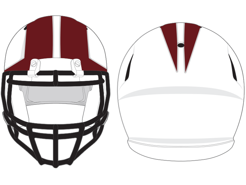 warrior style maroon stripe on white football helmet