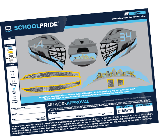  schoolpride® custom multi-item kits lacrosse decal artwork proof