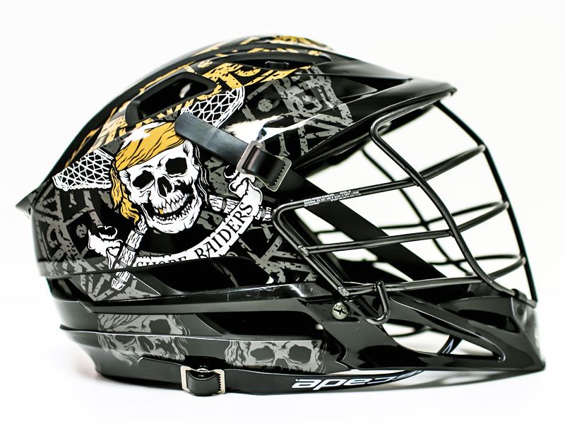 lacrosse helmet wrap raiders pirate design yellow black gray